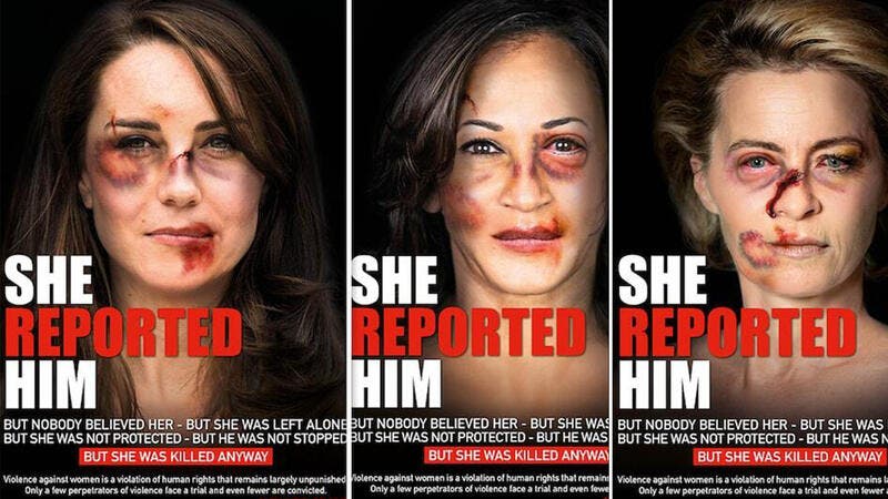 Κέιτ Μίντλετον και Ούρσουλα φον ντερ Λάιεν με μελανιές και τραύματα σε καμπάνια για την κακοποίηση